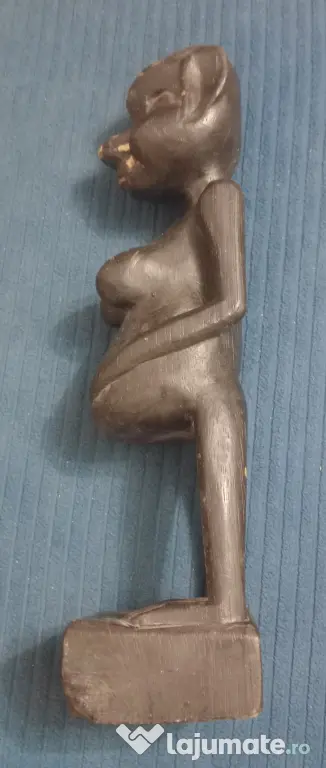 Statueta lemn sculptat stil african - fertilitate - 35 cm.
