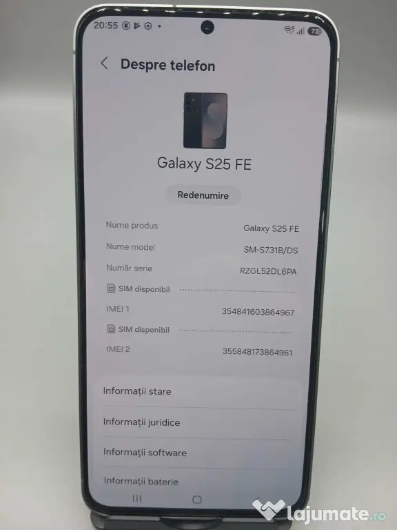 Samsung Galaxy S25 FE 5G SM-S731B/DS Negru Capacitate de Stocare: 128GB Ram: 8GB ID_2143