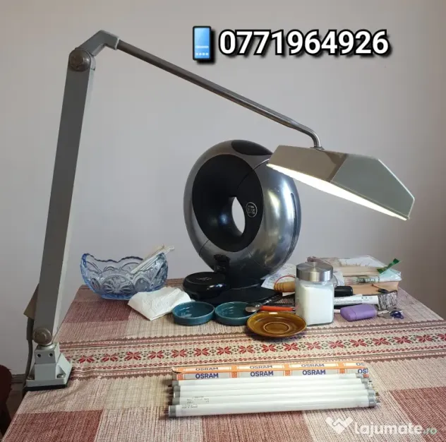 💡Lampă birou industrială vintage Waldmann ST 308 N (3x8W)