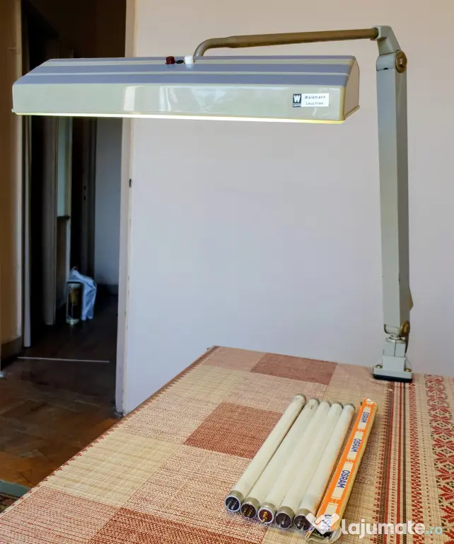 💡Lampă birou industrială vintage Waldmann ST 308 N (3x8W)