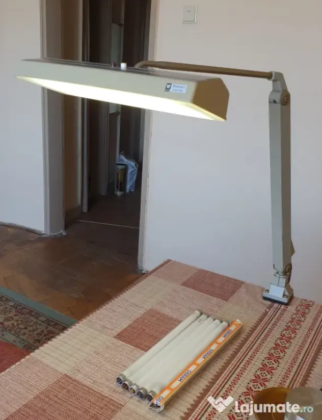 💡Lampă birou industrială vintage Waldmann ST 308 N (3x8W)