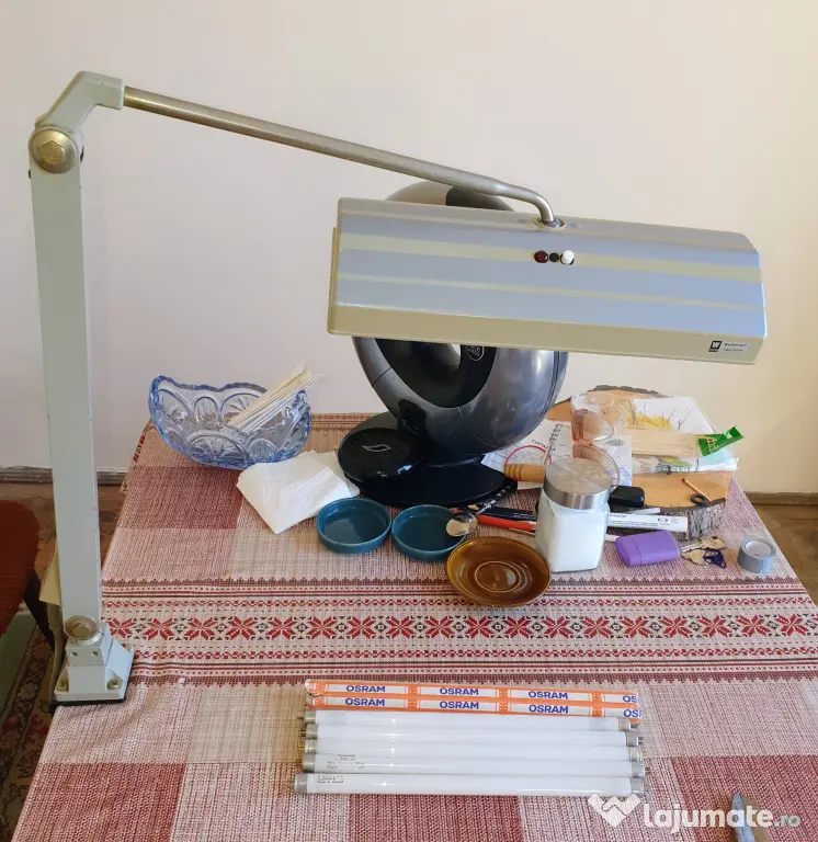 💡Lampă birou industrială vintage Waldmann ST 308 N (3x8W)