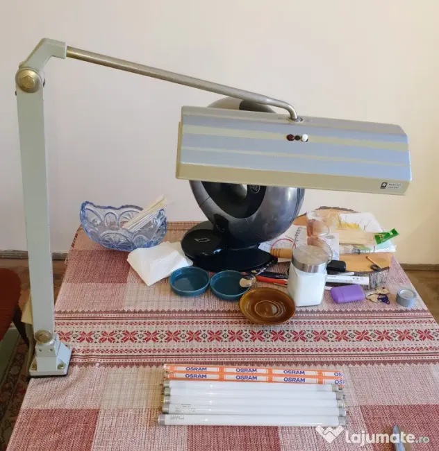 💡Lampă birou industrială vintage Waldmann ST 308 N (3x8W)