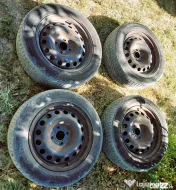 4 jante tabla 4x108 pe 16" de Peugeot, Citroen cu anvelope vara 215/55/16" 