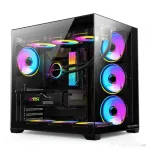 Carcasa noua pro gaming elite black, cube tower, atx, fara sursa, 7x argb fan, controller argb