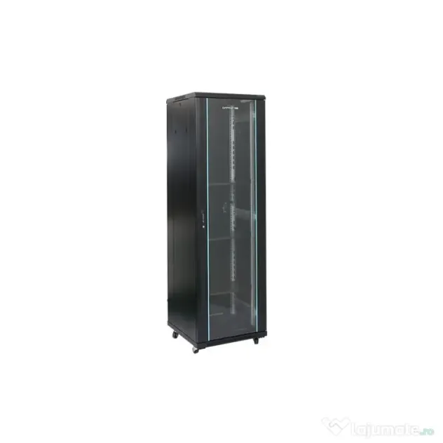 Rack 27u 600x800, montare pe podea, usa din sticla, panouri laterale detasabile si securizate, dezas