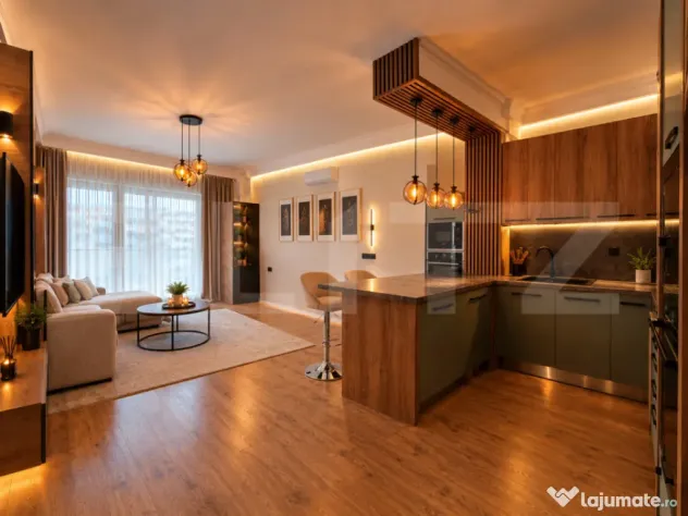 Apartament ultrafinisat 2 camere, 53 mp, terasa 12 mp, garaj - Floresti (Cluj)