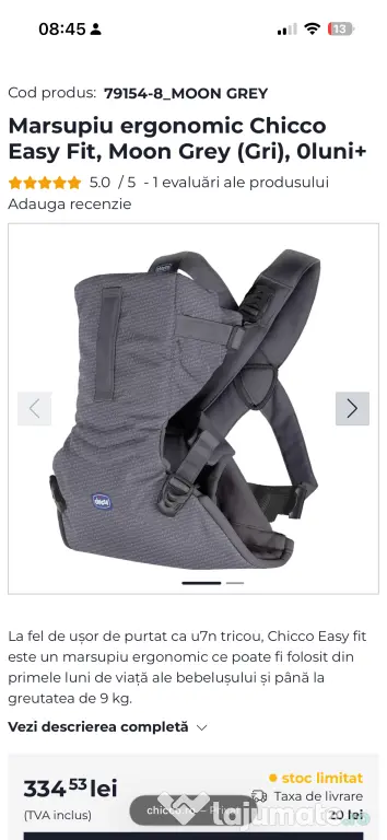 Marsupiu ergonomic chicco easyfit 0+