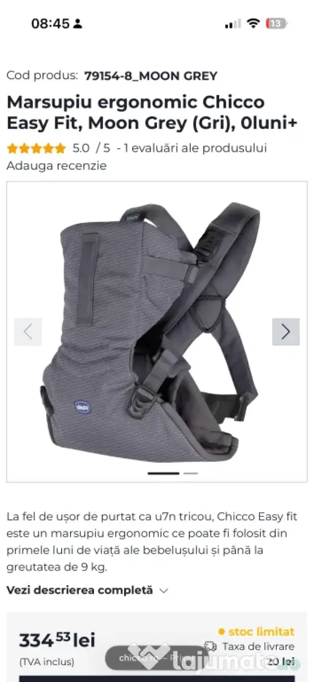 Marsupiu ergonomic chicco easyfit 0+
