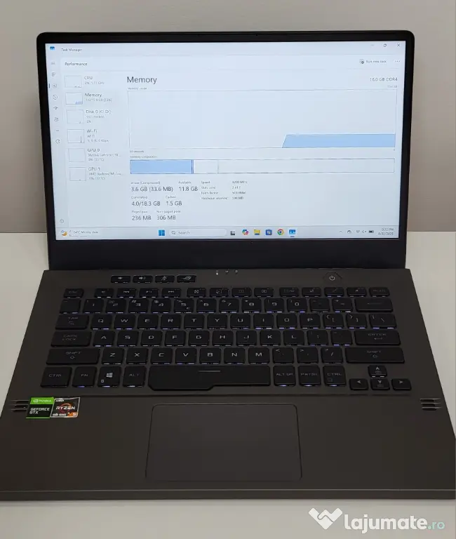 Laptop Gaming ASUS ROG Zephyrus G14 Ryzen 5 GTX 1650 Ti 16GB 512GB SSD Ca Nou
