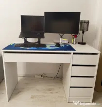 VÂND URGENT: Birou alb Comfivo cu 5 sertare 120x55 cm (stare excelentă)