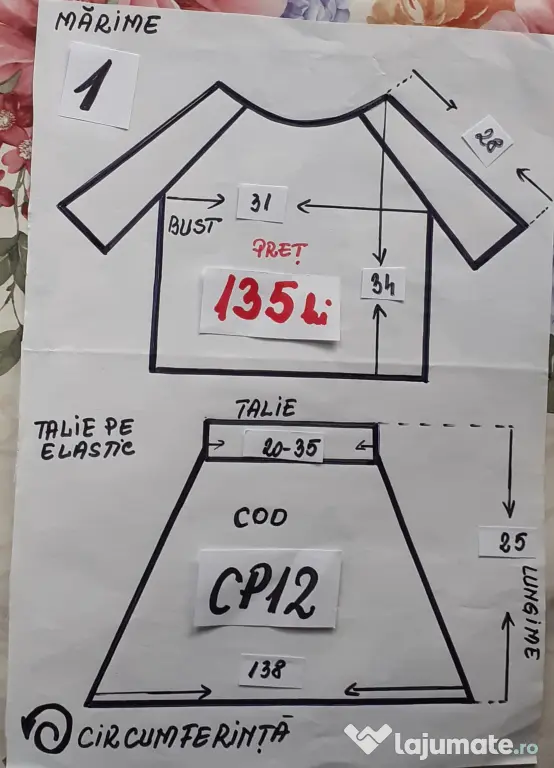 Costum popular pentru copii 2ani ,135 lei