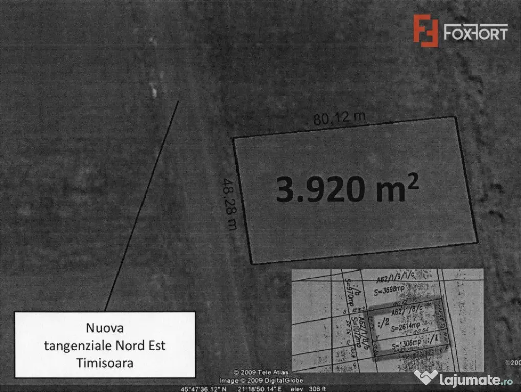 Teren Aeroport 3920 mp cu front stradal la centura de 48,28 - Timisoara (Timis)