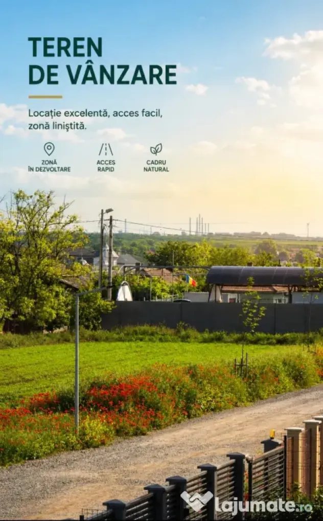 Teren Ovidiu 420 mp - toate utilitățile