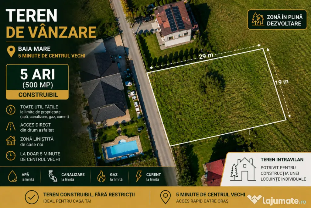 Teren intravilan, 5 ari, Zona Vrancei - Baia Mare (Maramures)