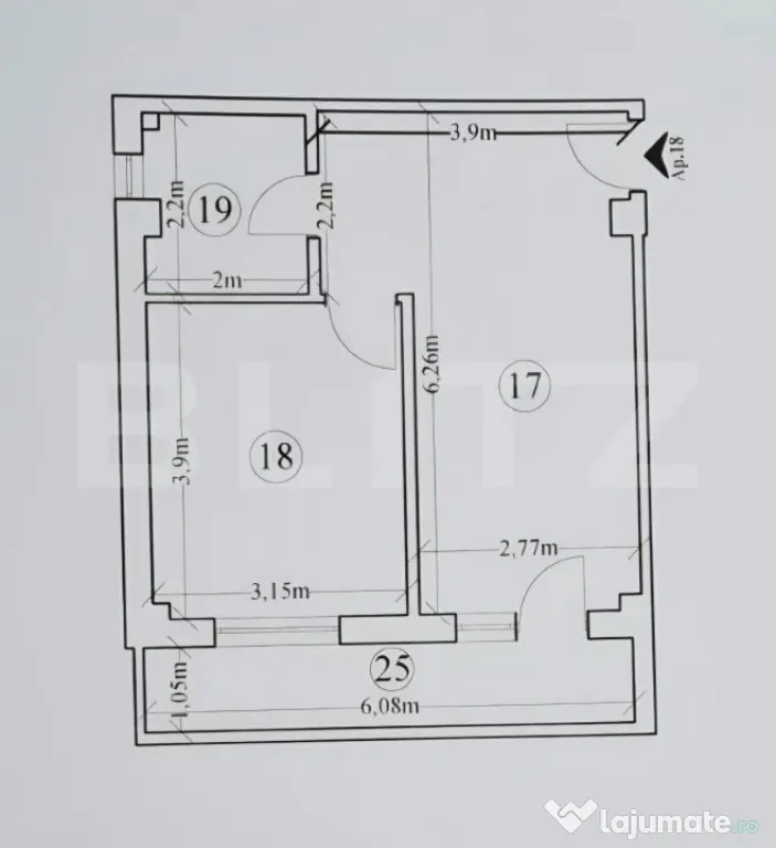 Apartament 2 camere, 43 mp, zona Hlincea - Hlincea (Iasi)