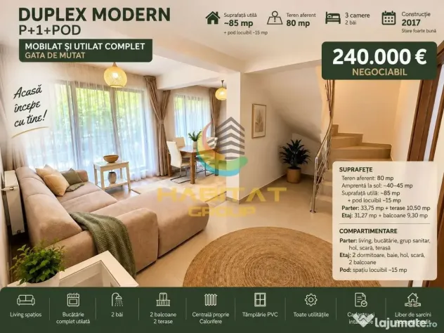 Vânzare Duplex 100 mp P+1+POD - Popești Leordeni - Astrelor - Popesti Leordeni (Bucuresti-Ilfov)