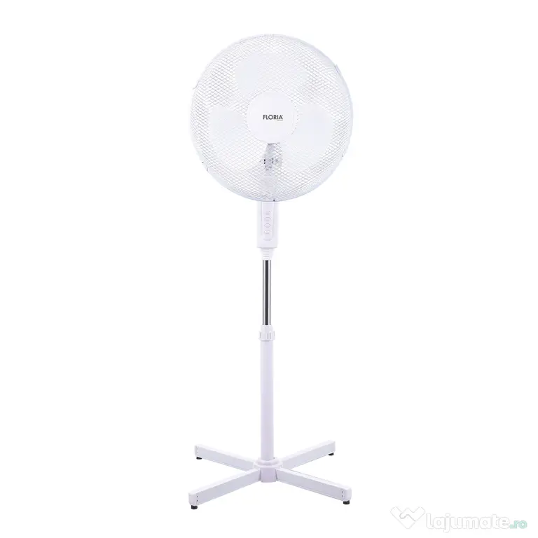 Ventilator cu picior, 40W, funcționare silențioasă, înălțime reglabilă 98–130 cm, oscilație 90°, alb FLORIA / ZLN1180