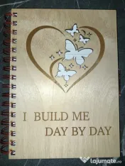 Agendă A5 din lemn „I Build Me Day by Day” – copertă reutilizabilă, 80 foi 