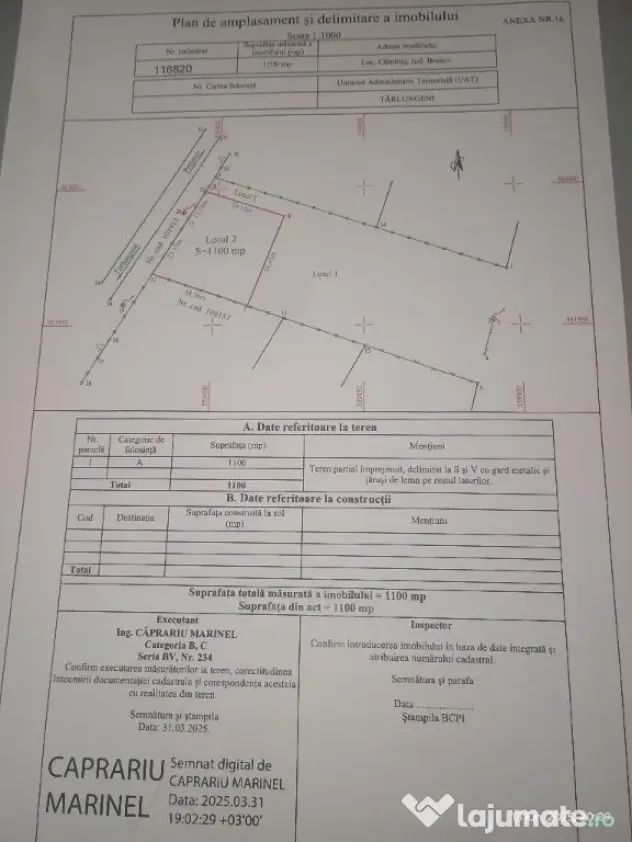 Vând teren intravilan comercial - productie 4400mp - Carpinis (Brasov)