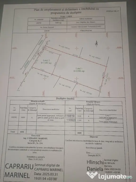 Vând teren intravilan comercial - productie 4400mp - Carpinis (Brasov)