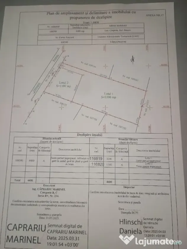 Vând teren intravilan comercial - productie 4400mp - Carpinis (Brasov)