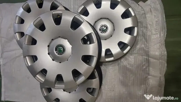 Vand set 4 jante otel NOI originale R15 5x100 + capace originale Skoda - 700 ron