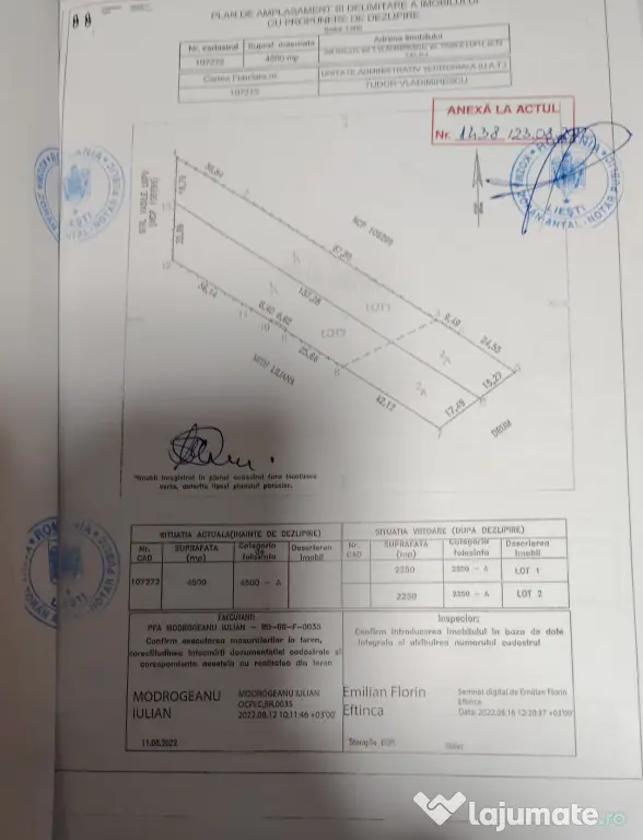 Vand teren intravilan 4500 mp in comuna Tudor Vladimirescu, Jud. Galati