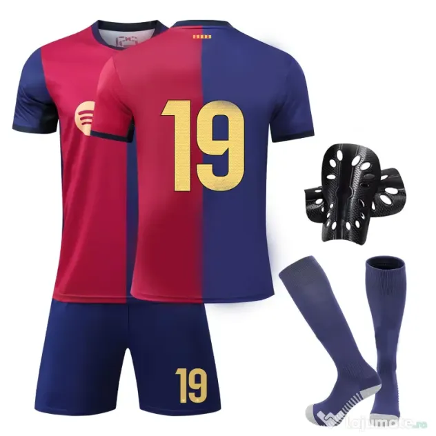 Echipament de fotbal pentru juniori: tricou, pantaloni scurți, șosete și proteje-gambe – roșu-albastru 22