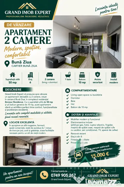 Oportunitate : Apartament 2 Camere | 50 MP | Balcon 10 MP | - Cluj-Napoca (Cluj)