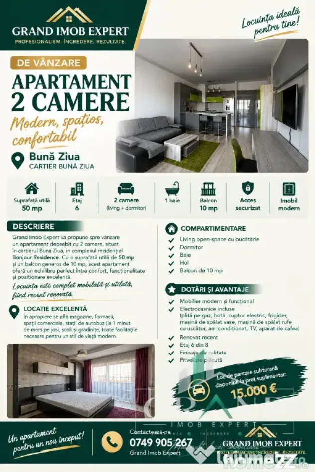 Oportunitate : Apartament 2 Camere | 50 MP | Balcon 10 MP | - Cluj-Napoca (Cluj)