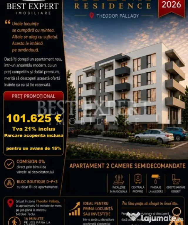 2 Camere | Parcare Acoperită Inclusă | Avans 15% | Ideal I - Bucuresti (Bucuresti-Ilfov)