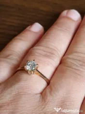 Inel deosebit solitaire cu diamant natural 0,6ct VS 