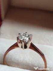 Inel deosebit solitaire cu diamant natural 0,6ct VS 
