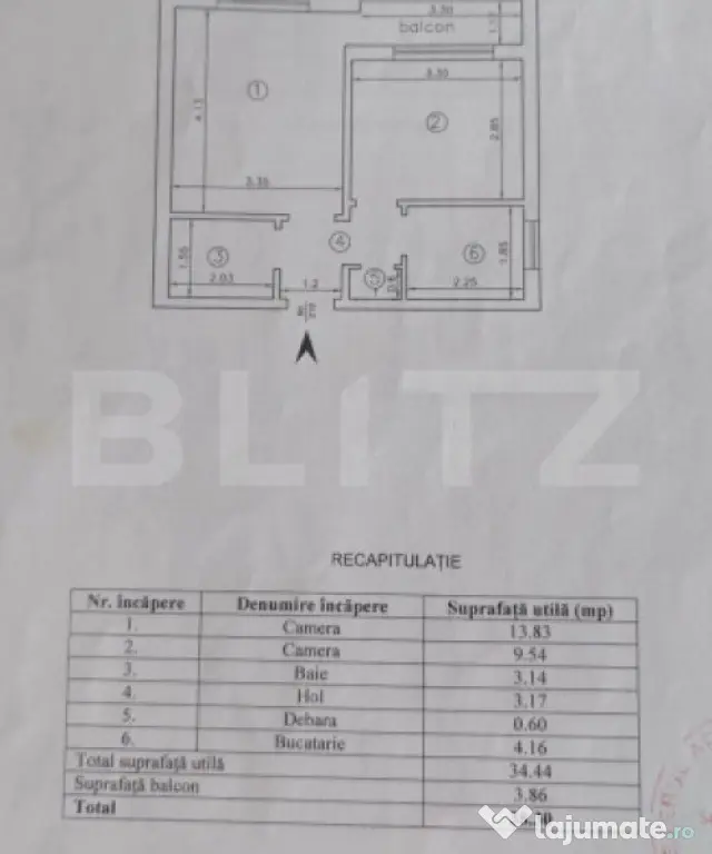 Apartament 2 camere, 34.44 mp, zona Moara de Foc - Iasi (Iasi)