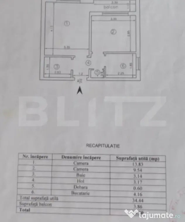 Apartament 2 camere, 34.44 mp, zona Moara de Foc - Iasi (Iasi)