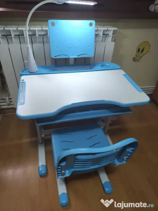 Birou copil 6-12 ani cu scaun si lampa