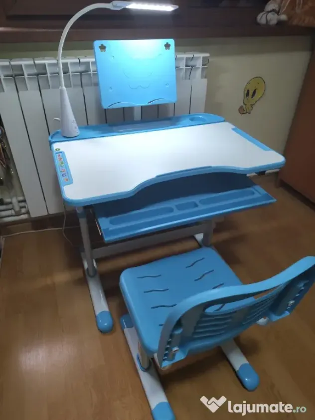Birou copil 6-12 ani cu scaun si lampa