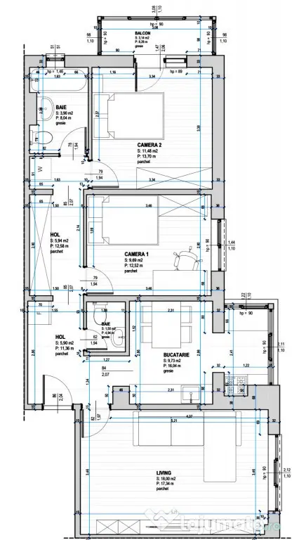 Apartament elegant cu 3 camere, 66 mp utili - zona Lunei - Timisoara (Timis)