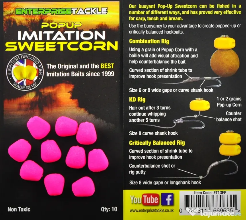 ENTERPRISE TACKLE POPUP SWEETCORN FLUORO PINK 10buc.