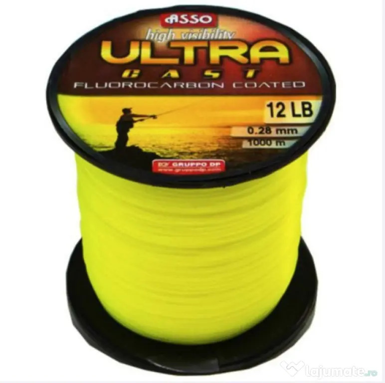 ASSO FIR MONOFILAMENT ASSO ULTRA CAST GALBEN FLUO, 1000m, 0.26mm/8.40kg