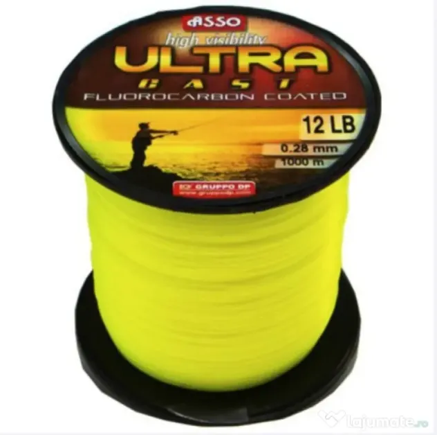 ASSO FIR MONOFILAMENT ASSO ULTRA CAST GALBEN FLUO, 1000m, 0.26mm/8.40kg
