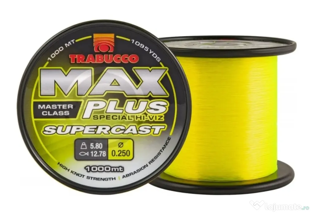 TRABUCCO FIR MONOFILAMENT TRABUCCO MAX PLUS SUPERCAST FLUO YELLOW, 1000m 0.22mm/4.90Kg