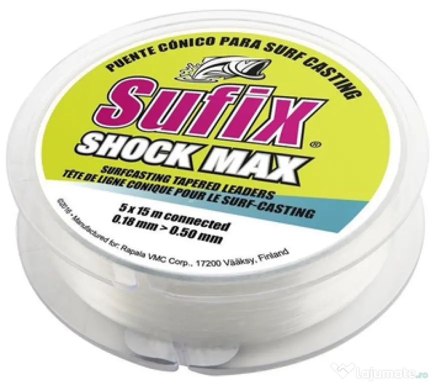 SUFIX FIR INAINTAS CONIC SUFIX SHOCK MAX TAPERED LINE, 5x15m 0.26mm - 0.57mm