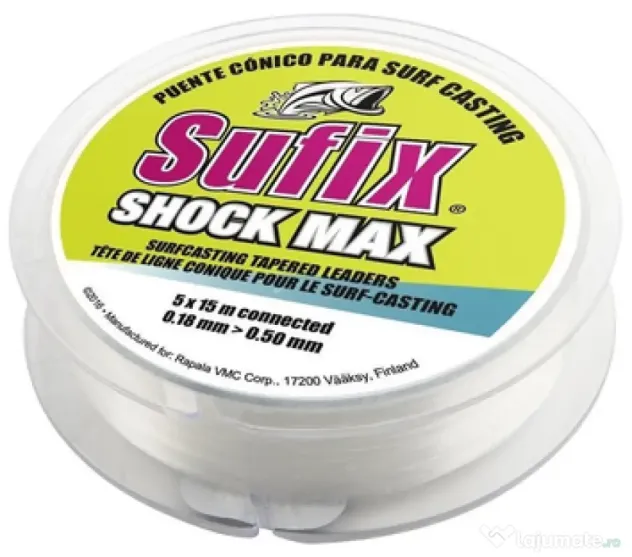 SUFIX FIR INAINTAS CONIC SUFIX SHOCK MAX TAPERED LINE, 5x15m 0.26mm - 0.57mm