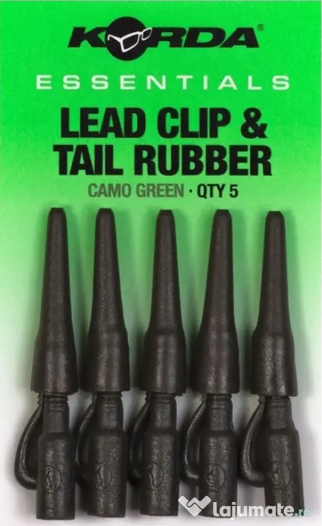 KORDA SET CLIPSURI PLUMB SI CONURI ANTITANGLE KORDA ESSENTIALS LEAD CLIPS & TAIL RUBBERS, CAMO GREEN