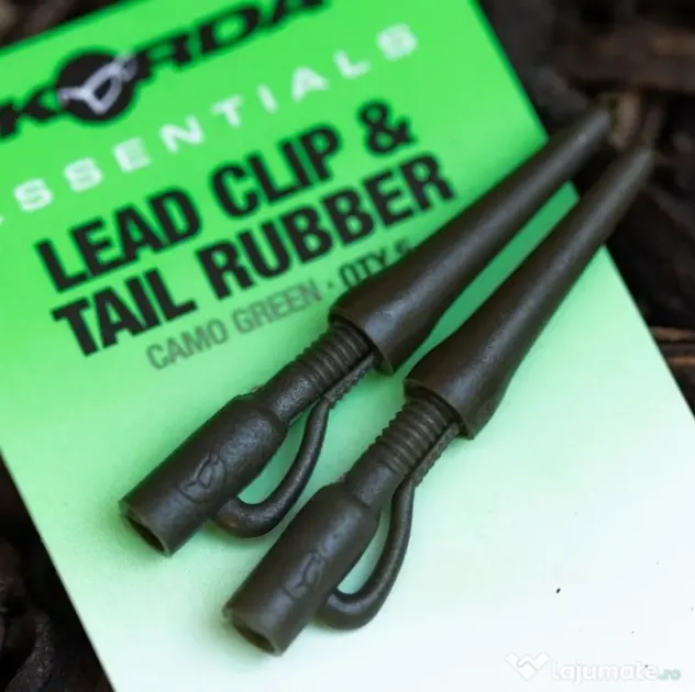 KORDA SET CLIPSURI PLUMB SI CONURI ANTITANGLE KORDA ESSENTIALS LEAD CLIPS & TAIL RUBBERS, CAMO GREEN