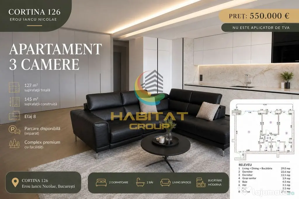 Vânzare Apartament 3 camere 127 mp - Pipera | Cortina 126 - Bucuresti (Bucuresti-Ilfov)