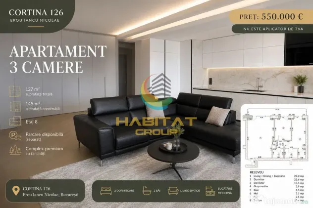 Vânzare Apartament 3 camere 127 mp - Pipera | Cortina 126 - Bucuresti (Bucuresti-Ilfov)