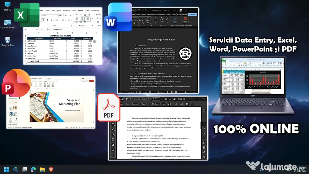 Servicii Data Entry, Excel, Word, PowerPoint și PDF - online